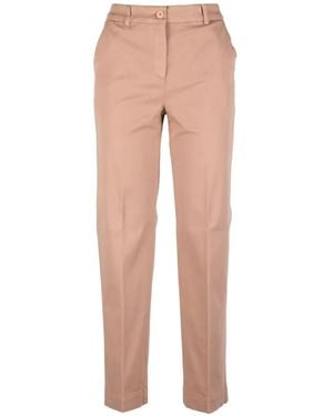 Via Masini 80 Turn Up Pants - Natural