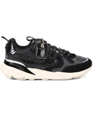 Kurt Geiger Kurt Runner Snake-Embossed Mesh Trainers - Black