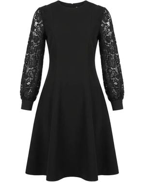 Valentino Garavani Robe Courte À Manche En Dentelle - Black