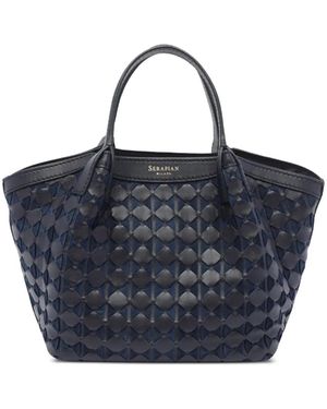 Serapian Mini Secret Mosaico Leather Tote Bag - Blue