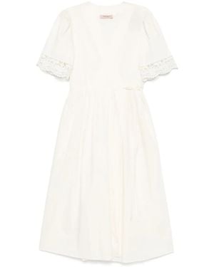 Twinset Wrap-Design Midi Dress - White