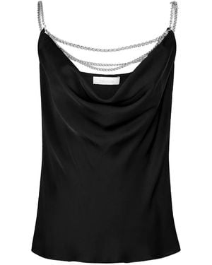 Rabanne Chain Strap Satin Top - Black