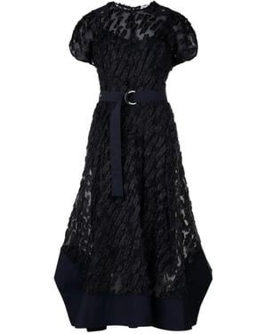 3.1 Phillip Lim Belted Textured-Finish Midi Dress - Black
