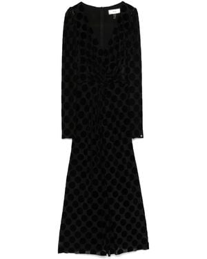 Nissa Polka-Dot Midi Dress - Black