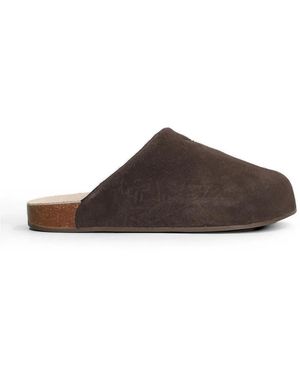 adidas Adimule Logo-Detail Leather Mules - Brown