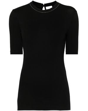 Brunello Cucinelli Cotton 3/4 Sleeve T-Shirt - Black