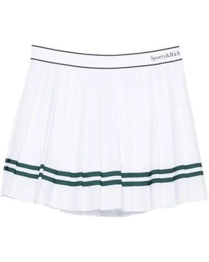 Sporty & Rich Serif Logo Pleated Mini Skorts - White
