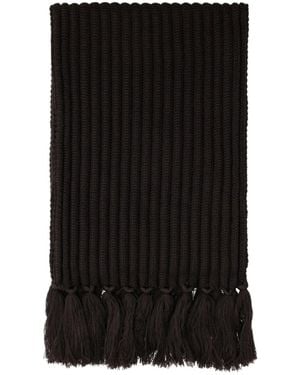 Tagliatore Ribbed Tassel Scarf - Black