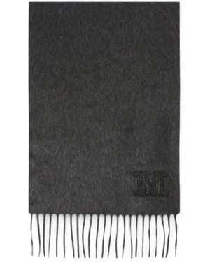 Max Mara Dalia Cashmere Stole With Monogram Embroidery - Black