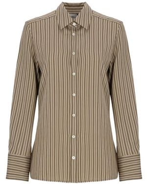 Marella Striped Long-Sleeved Shirt - Brown