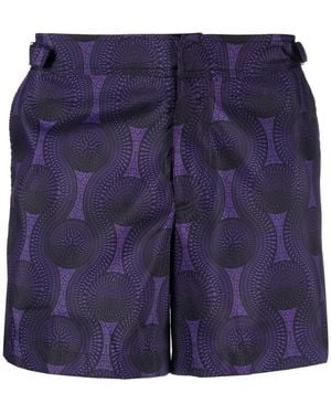 OZWALD BOATENG Mosaic-Print Swim Shorts - Blue