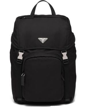 Prada Mochila con placa y logo - Negro