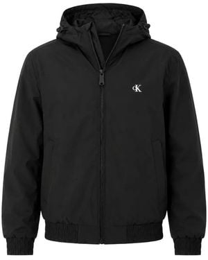 Calvin Klein Logo-Print Hooded Jacket - Black