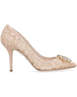 Dolce & Gabbana Bellucci Lace 90mm Court Shoes - Pink