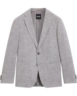 BOSS Buttoned Single-Breasted Blazer - Grey