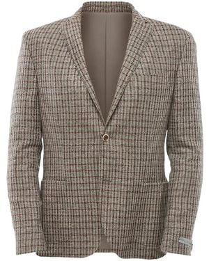 Corneliani Blazer Rena Droit À Carreaux - Grey