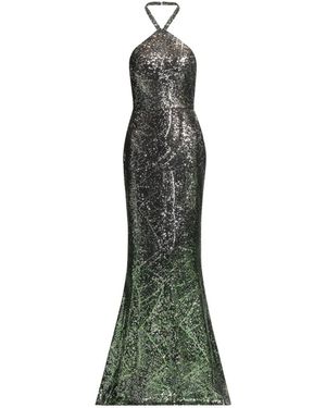 green emerald velvet dress Sequin Embellished Off-The-Shoulder Dress  ELIE SAAB