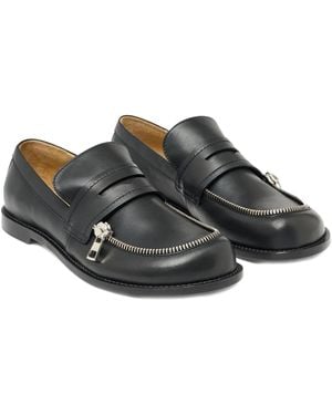 JW Anderson Mocasines penny con cremallera - Negro