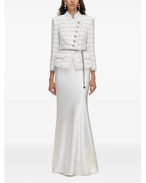 Self-Portrait Boucle Satin Maxi Dress - White