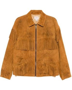 KAMIYA Lederjacke mit Fransen - Braun