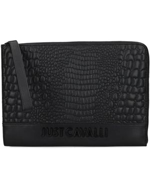 Just Cavalli Logo-Lettering Laptop Bag - Black