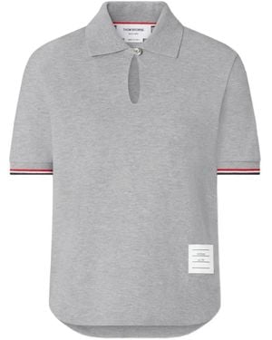 Thom Browne Keyhole Piqué Polo Shirt - Grey