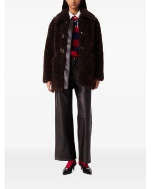 Maje Faux-Fur Toggle-Fastening Coat - Black