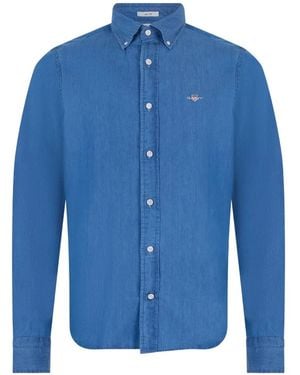 GANT Chemise En Coton À Manches Longues - Blue