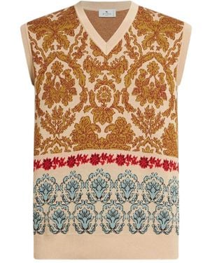 Etro Chaleco con motivo en jacquard - Marrón