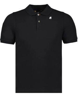 K-Way Vinnie Two-Button Piqué Polo Shirt - Black