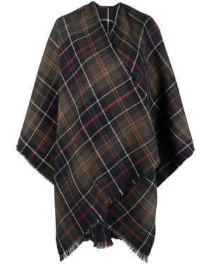 Barbour Poncho With Tartan Pattern - Black