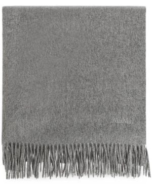 Max Mara Fringed Cashmere Scarf - Gray