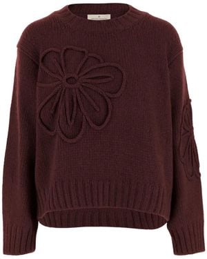 Bruno Manetti Flower-Applique Crew-Neck Jumper - Purple