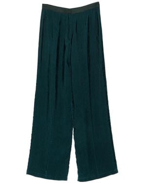 forte_forte Ribbed-Velvet Wide-Leg Trousers - Green