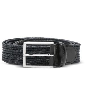 Canali Braided Leather Belt - Black