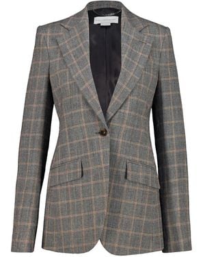 Stella McCartney Prince Of Wales-Check Wool Blazer - Gray