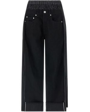 Junya Watanabe Elasticated-waistband wide-leg jeans - Schwarz