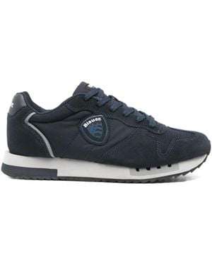 Blauer Sneakers mit Logo-Patch - Blau