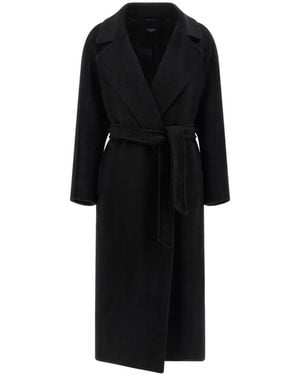 Max Mara Tempera Belted Notch-Lapels Coat - Black
