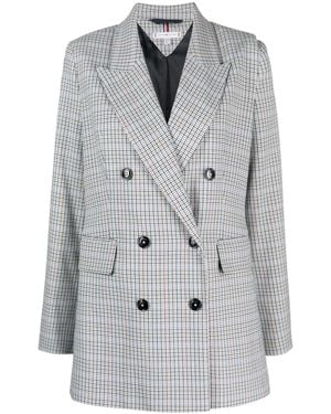 Tommy Hilfiger Checked Double-Breasted Blazer - Gray