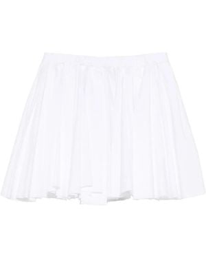 N°21 Pleated Raw-Edge Mini Skirt - White