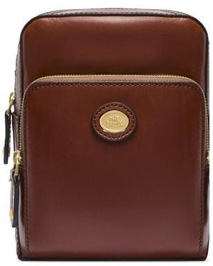 The Bridge Zip-Front Leather Messenger Bag - Brown