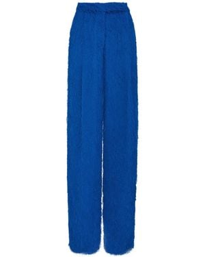 Oscar de la Renta Fringe Fil-Coup� Wide-Leg Trousers - Blue