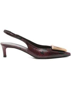 Roberto Festa 45Mm Snakeskin-Embossed Leather Slingback Mules - Brown