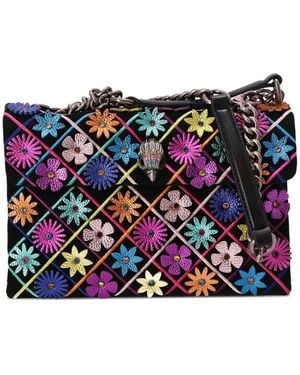 Kurt Geiger Floral-Embroidered Clutch Bag - Black
