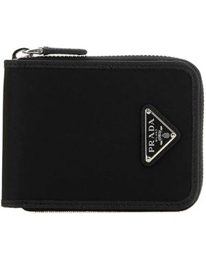 Prada Zip Small Leather Wallet - Black