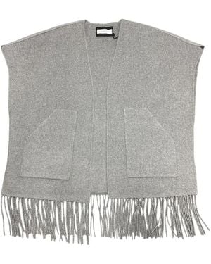 Caractere Cape mit Fransen - Grau