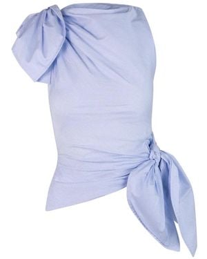Monse Bow Drape Shirting Top - White