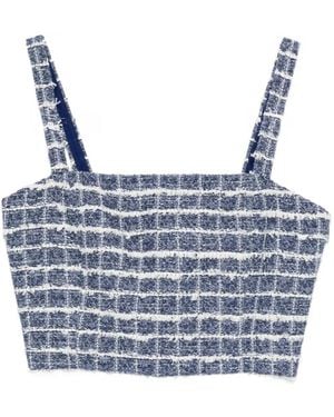 Iceberg Check Crop Top - Blue