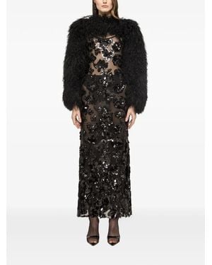 Nissa Sequinned Tulle Maxi Dress - Black